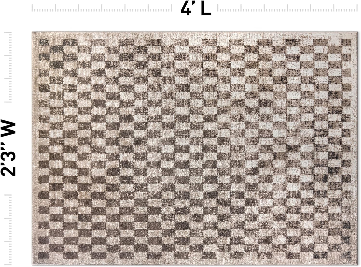 Alfombra beige a cuadros texturizada 2'3"x4'