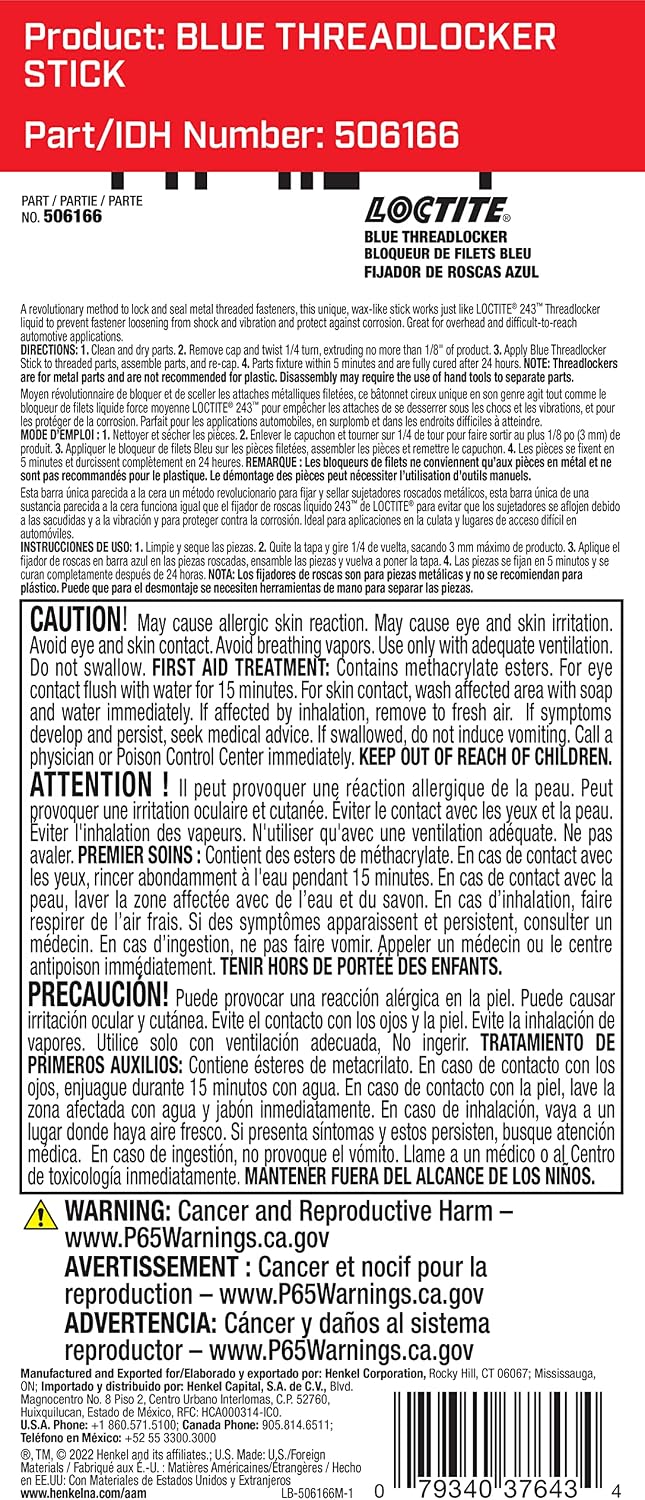 Varilla bloqueo roscas fuerza media azul