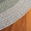 Alfombra redonda trenzada 3ft gris y verde lavable