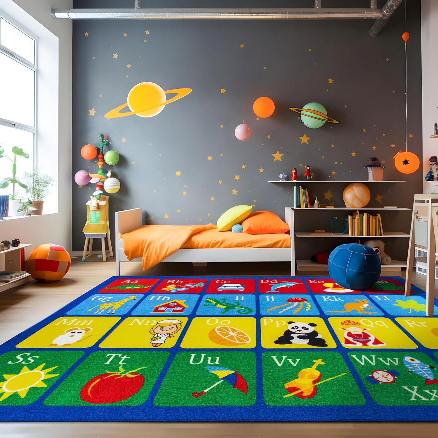 Alfombra educativa para niños antiderrap 5x7ft