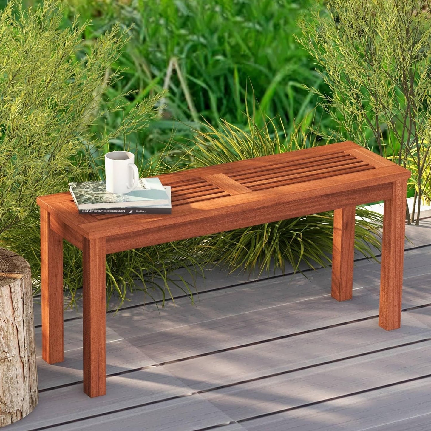 Banco madera para 2 personas Loveseat 39.5" asiento listones