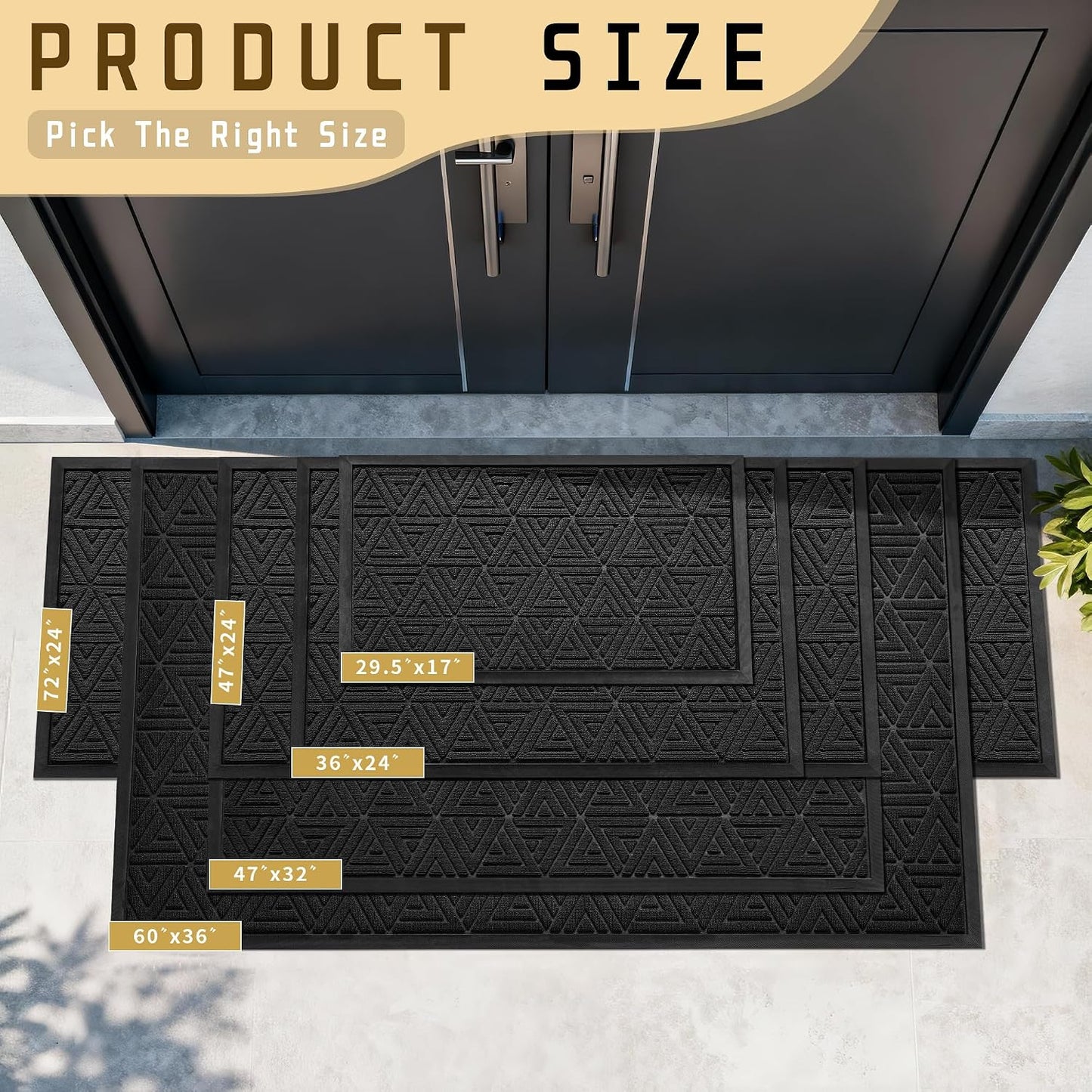 Alfombra puerta 36x24pulg antiderrap impermeable negro