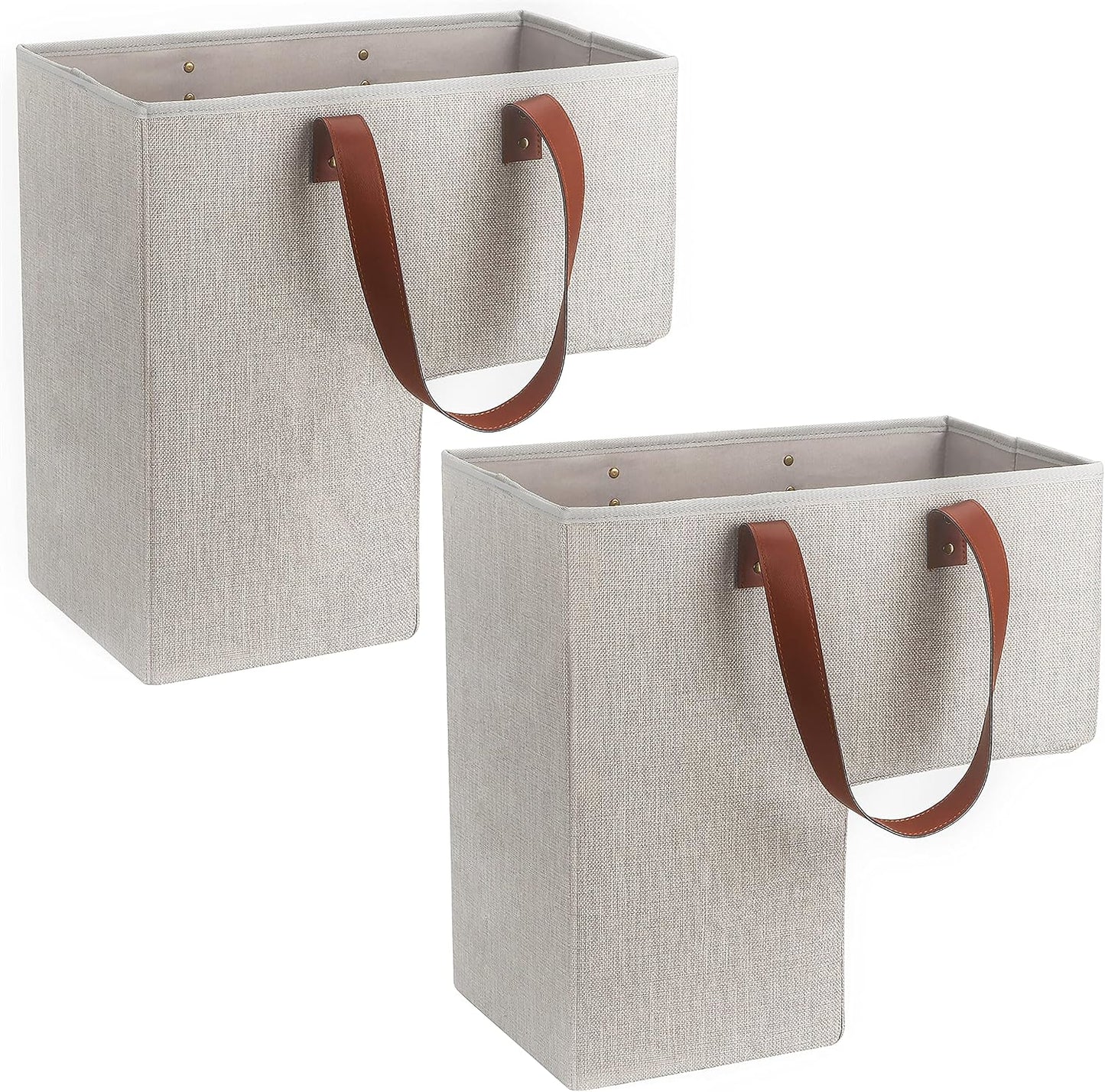 Cesta escalera 16x10x16" con asas plegable beige