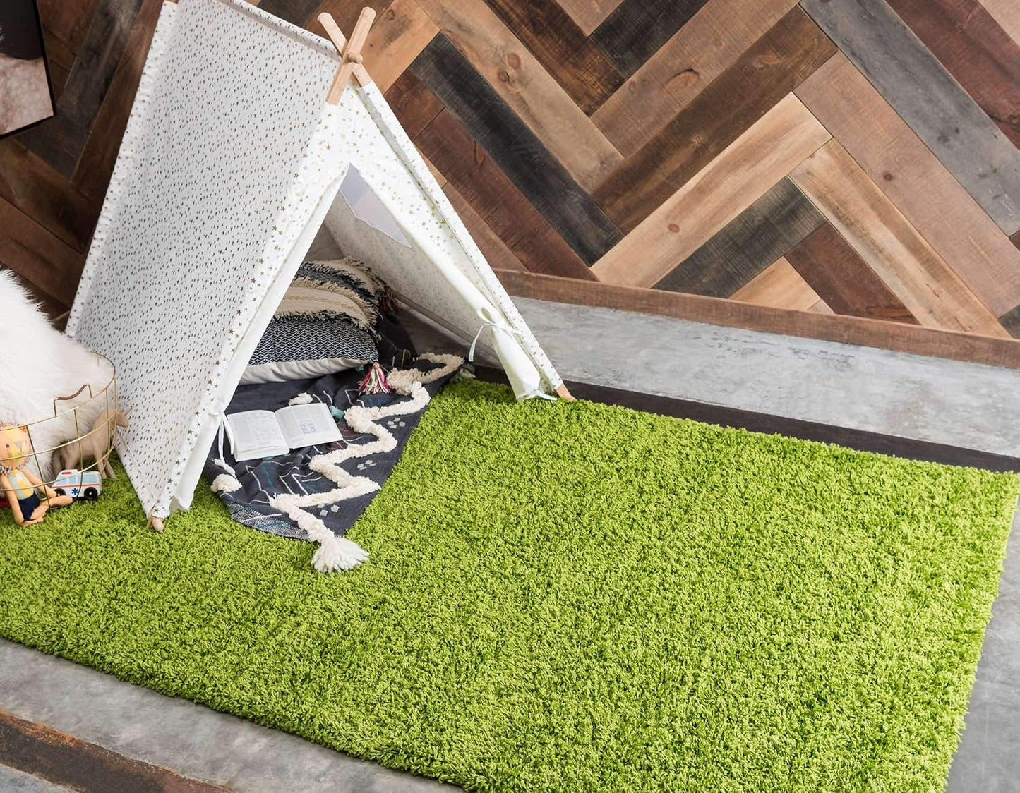 Alfombra rectangular 4x6ft color verde hierba