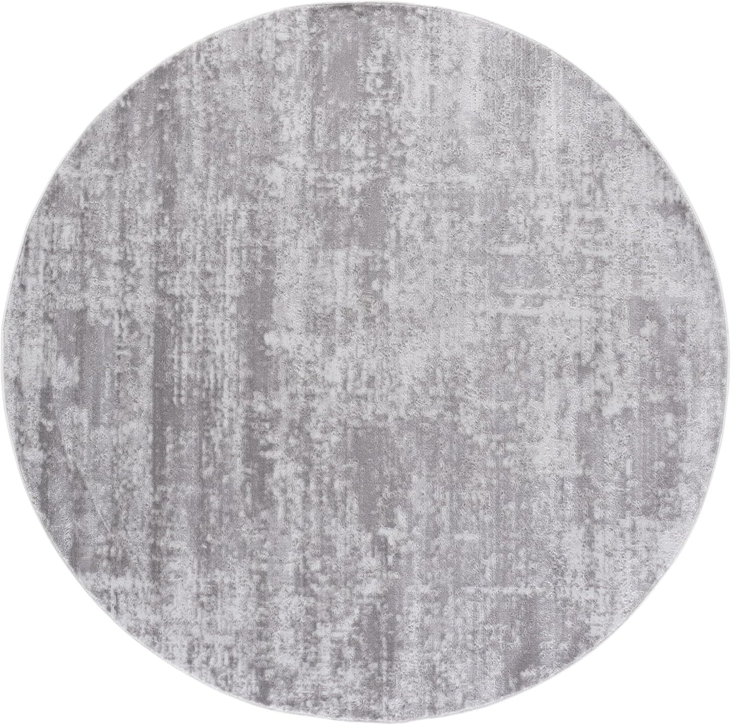 Alfombra redonda 7ft moderna abstracta marfil y gris piedra
