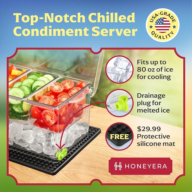 Servidor condimentos con hielo 80oz sin BPA para bar de