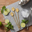 8 Palitos Swizzle Acero Inox Dorado 7pulg