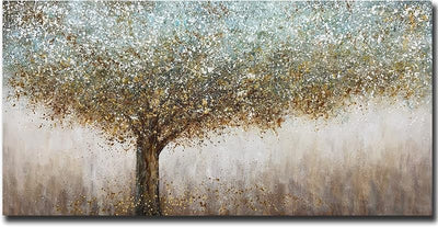 Pintura al óleo abstracta 24x48pulg enmarcada contemporánea