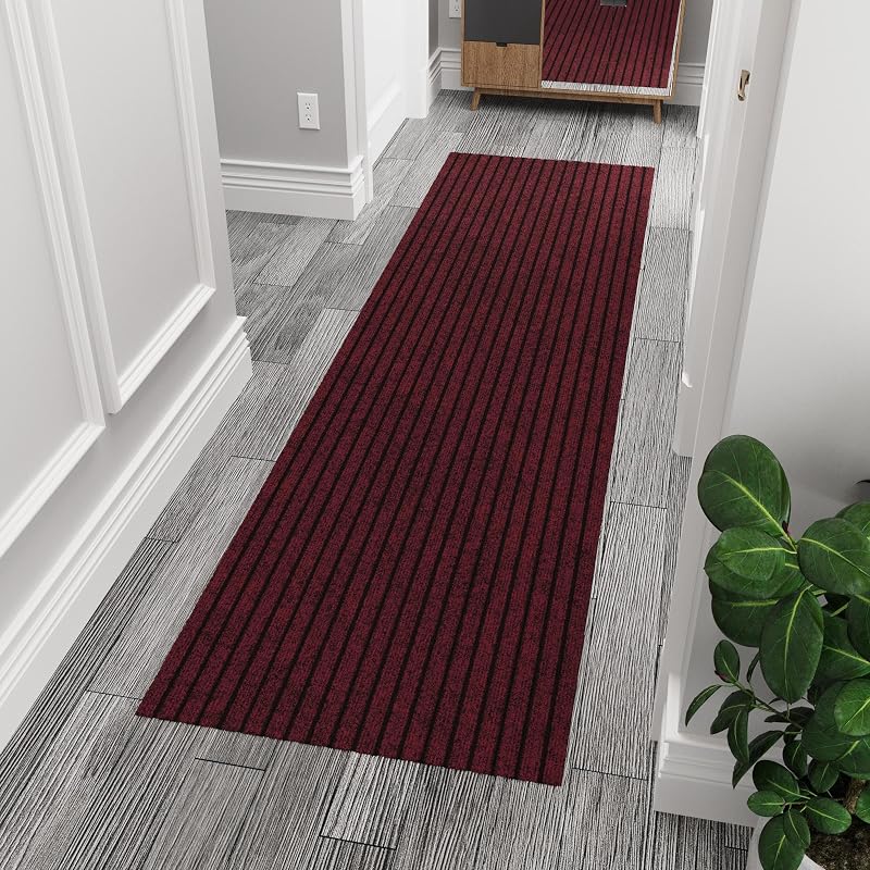 Tapete pasillo pelo raspador 2'7"x9' antiderrap rojo