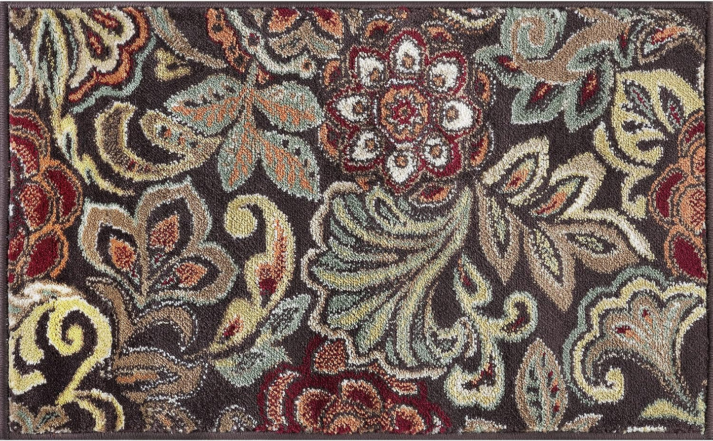 Alfombra rectangular rústica 2x3ft marrón respaldo yute