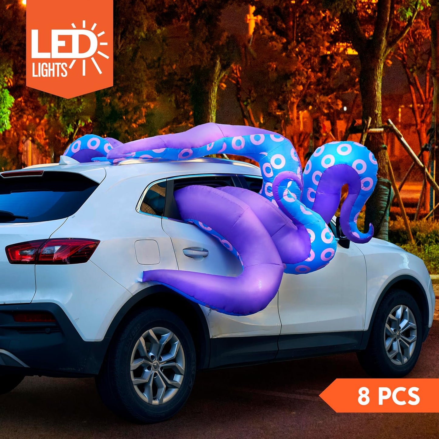 Tronco inflable Halloween con LED 8 tentáculos pulpo