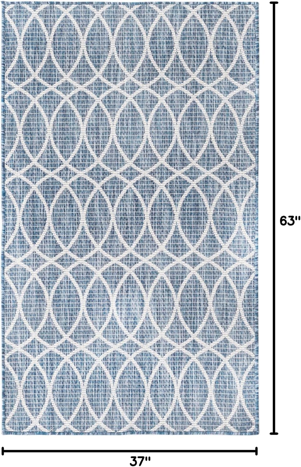 Alfombra área rectangular 3x5ft azul/marfil