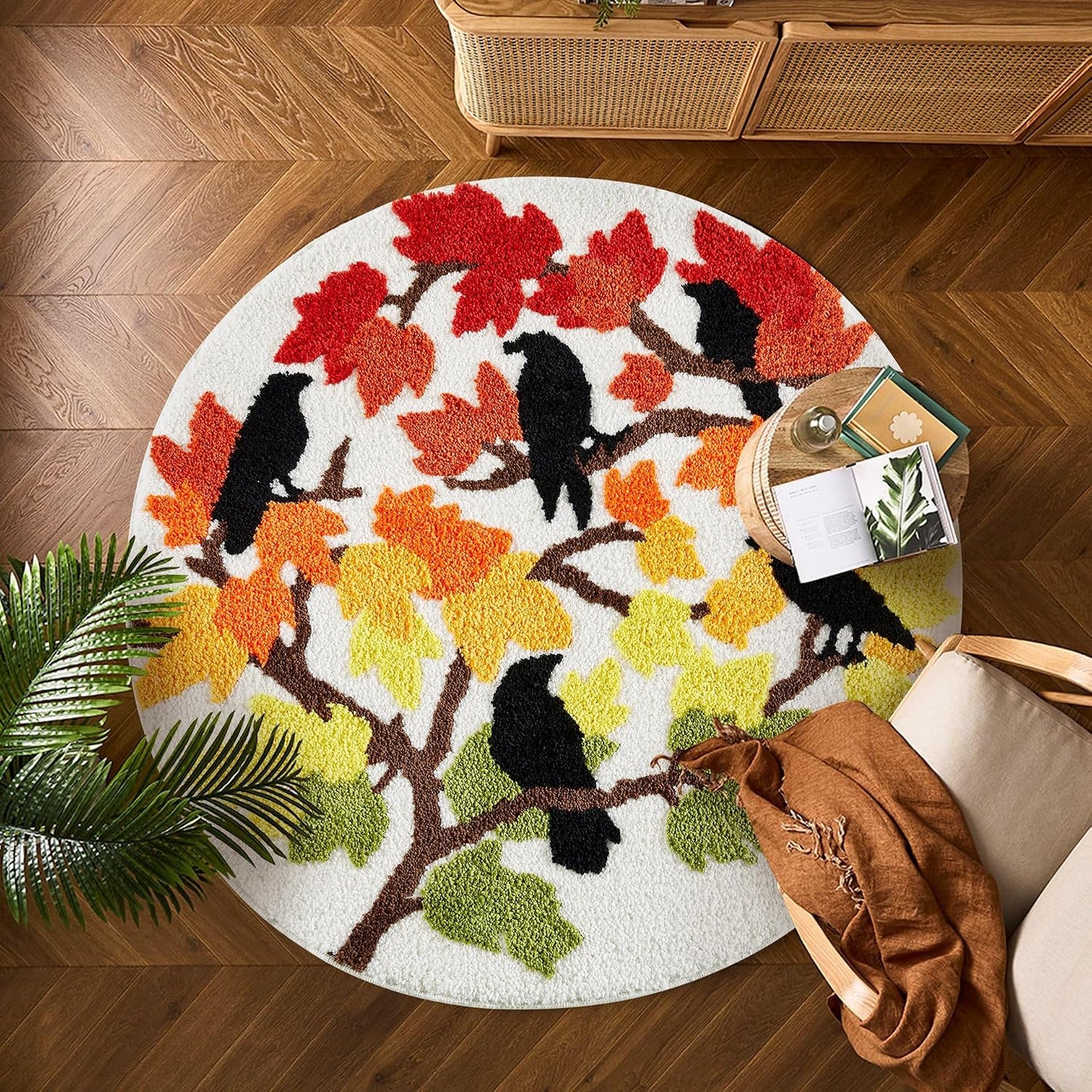 Tapete baño hojas arce otoño antideslizante lavable 2ft