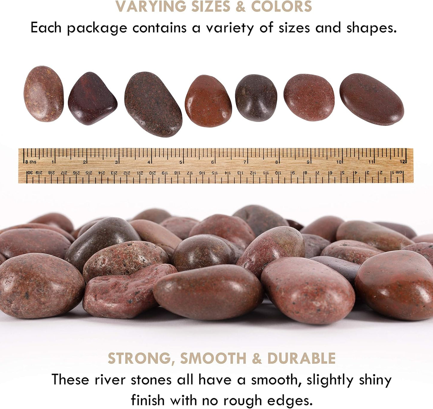 45 Piedras Río Decorativas para Macetas 1.6-2.4"