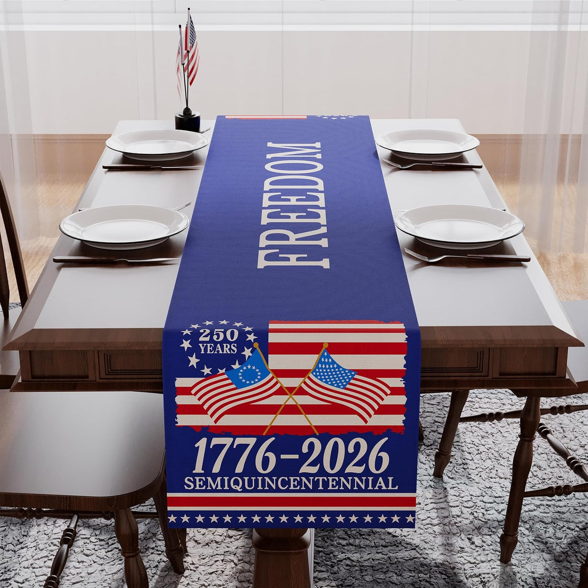 Camino de mesa 250 aniversario Estados Unidos 4 de julio decoraciones patrióticas