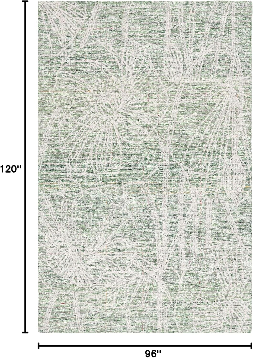 Alfombra área 8x10pulg diseño floral lana hecha a mano