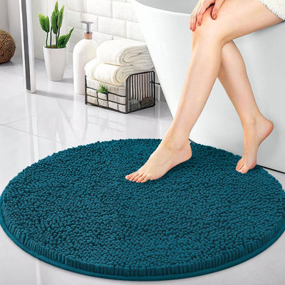 Alfombras baño redondas 30pulg chenilla suave lavable rápido