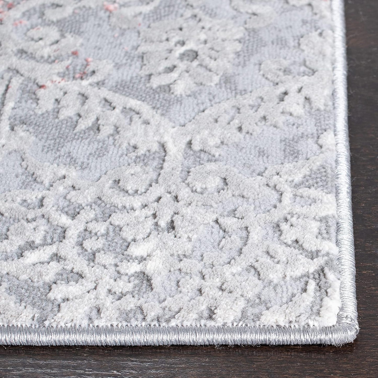 Alfombra moderna abstracta 3x5ft gris claro y rosa