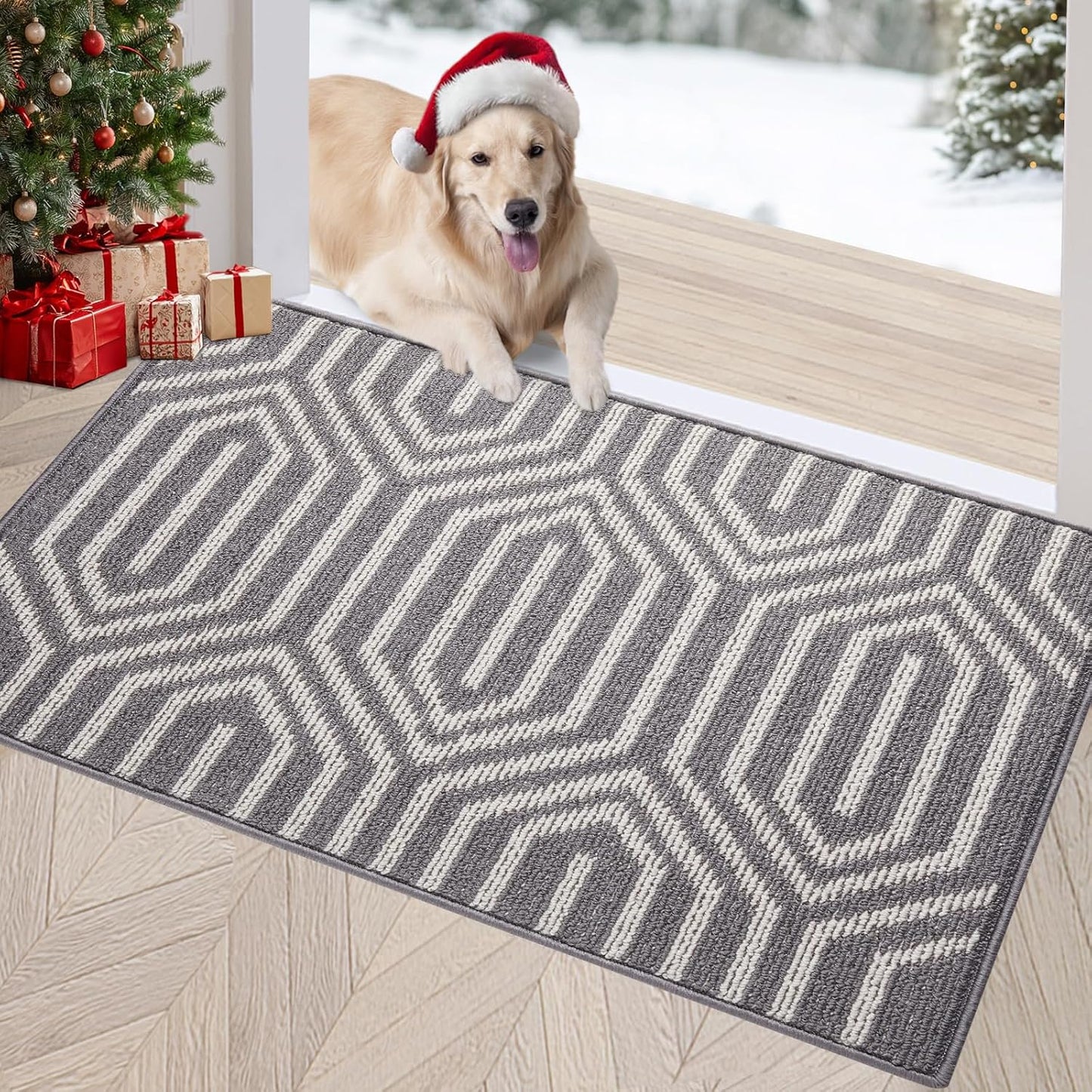 Alfombrilla peluche puerta trasera antiderrap gris lavable