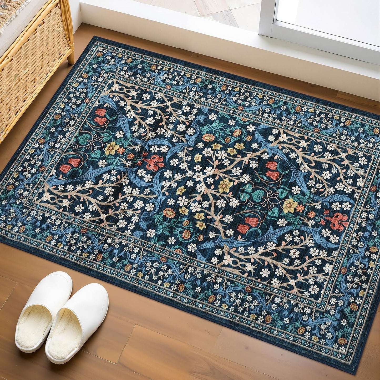 Alfombra entrada floral 2x3ft lavable antiderrap
