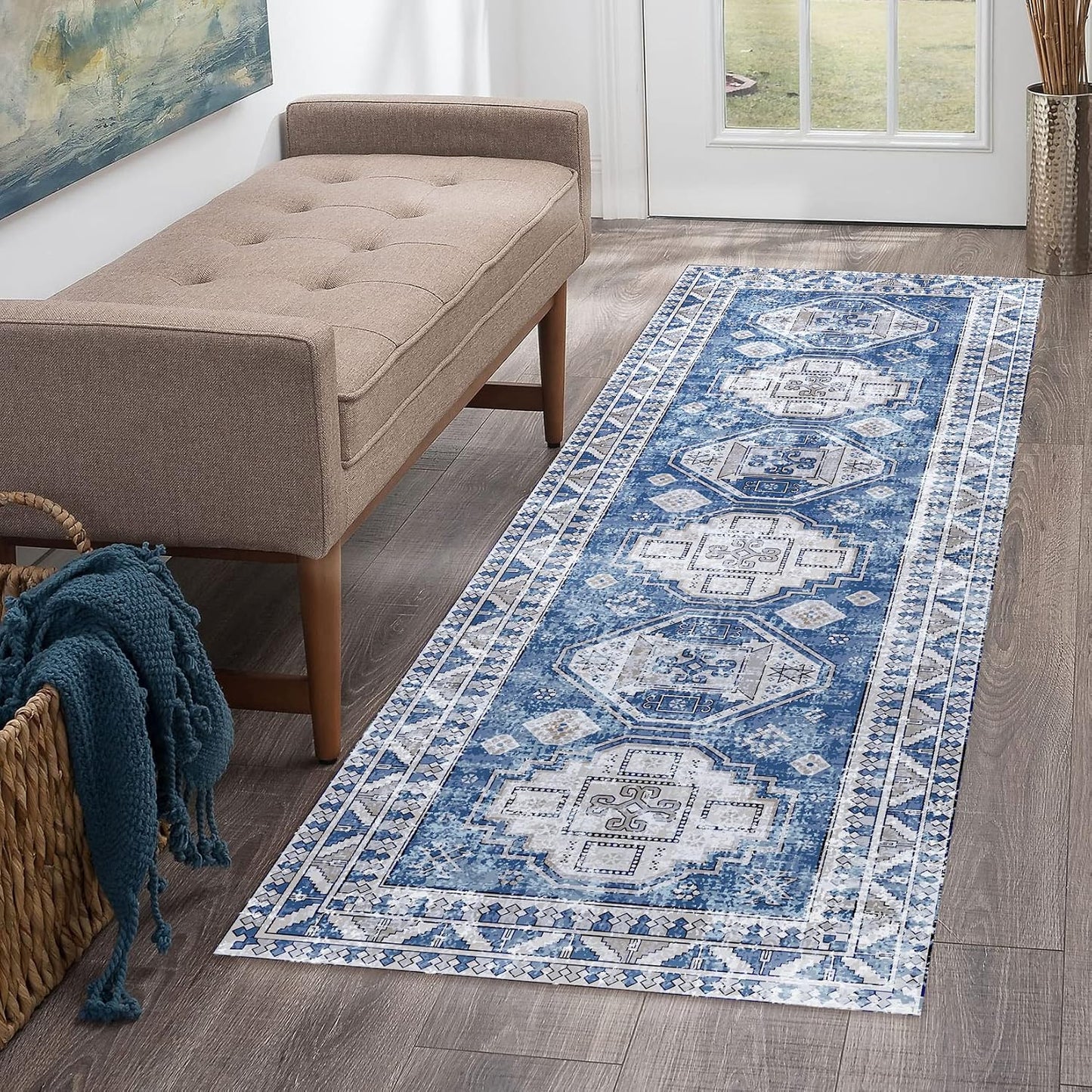 Alfombra pasillo 2x6ft lavable antiderrap vintage