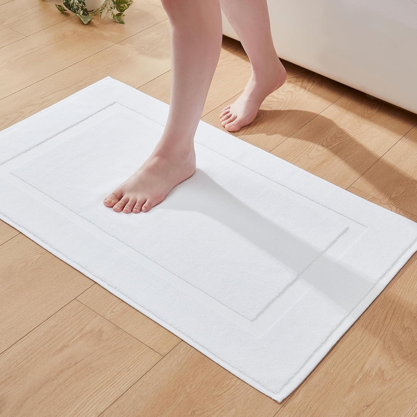 2 Tapetes Baño Algodón Blanco 34x21pulg Suaves Absorbentes