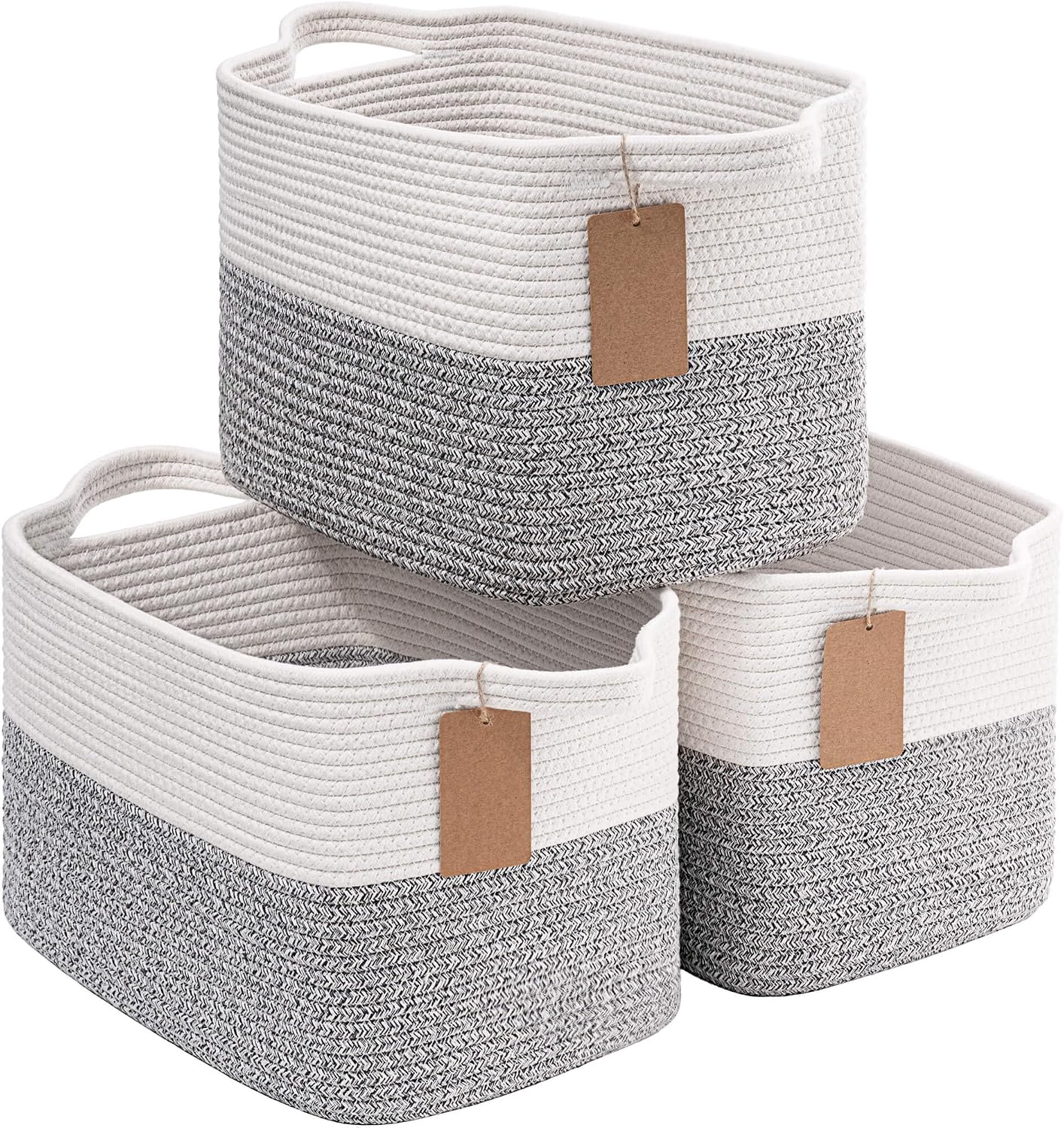 Cestas cuerda tejida para estantes 13x10x9" set 3