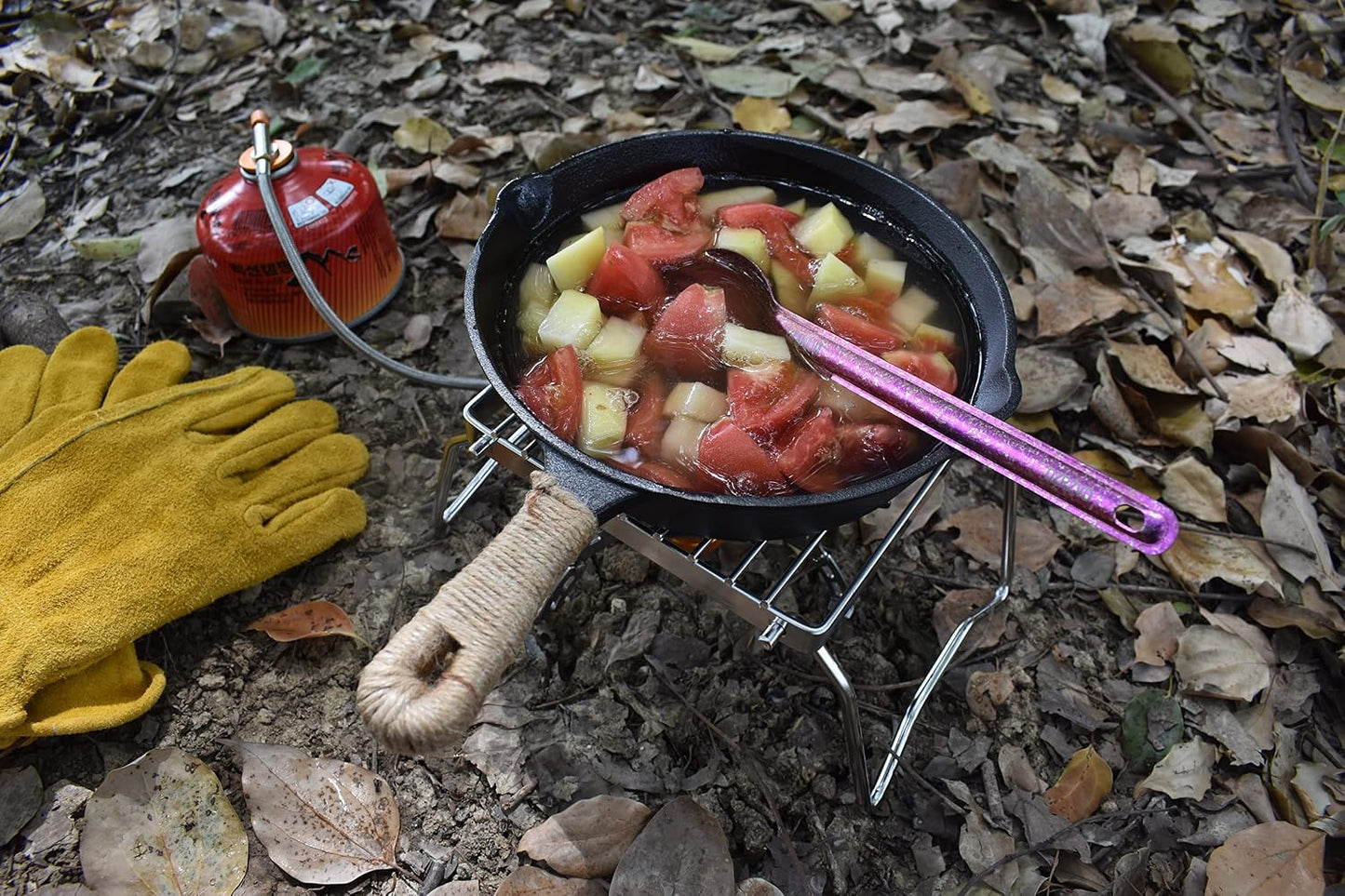 Set cubiertos camping acero titanio 8.6"