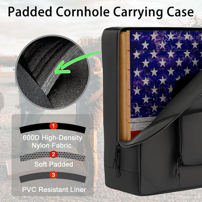 Funda transporte cornhole 4x2ft con espuma y bolsillos