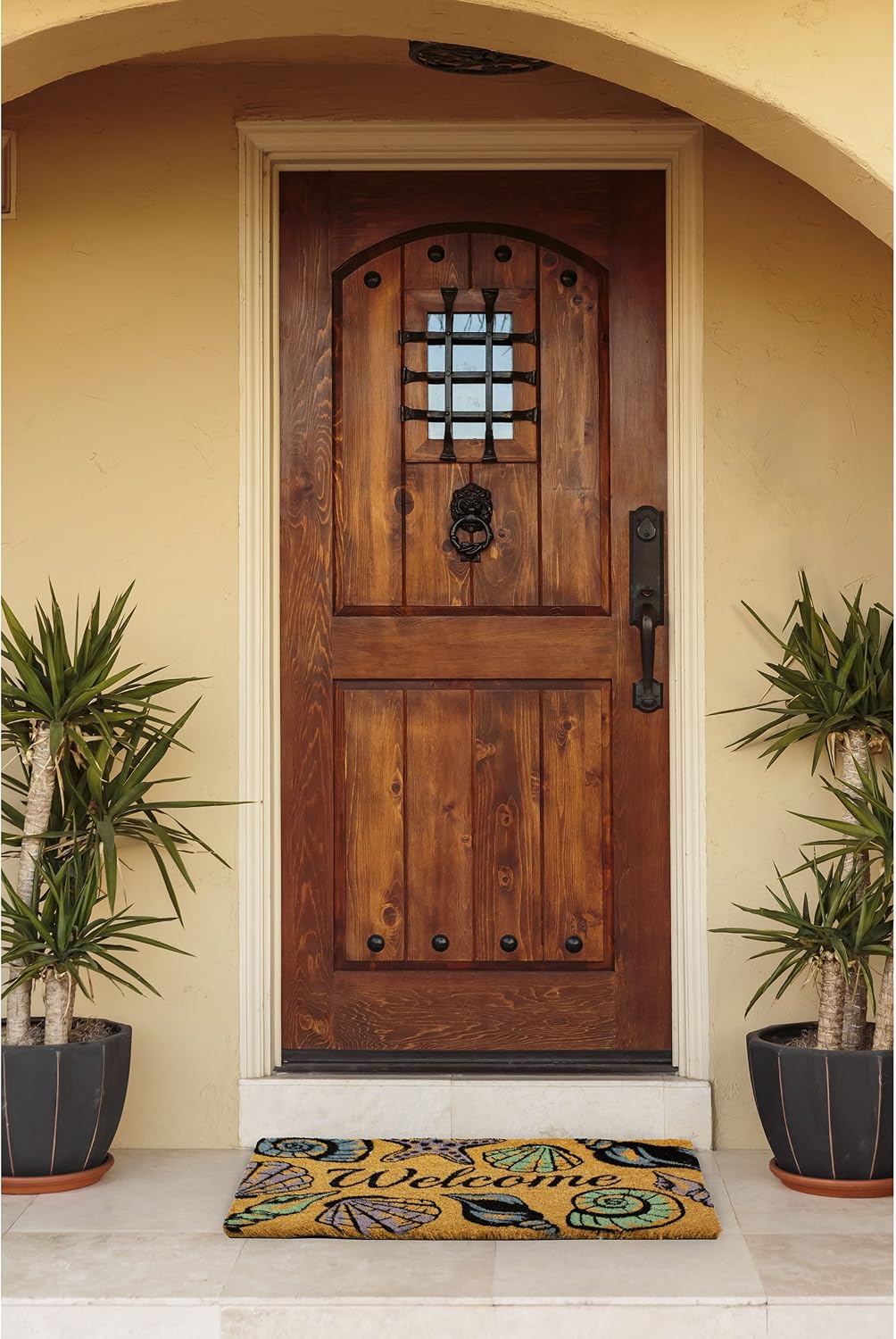 Felpudo con concha marina 100% coco antiderrap 18x28"