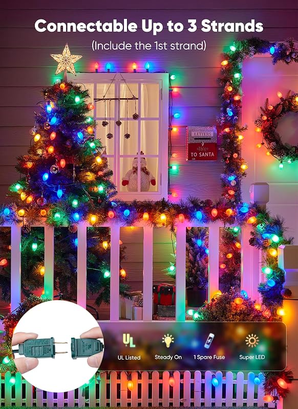 Luces navideñas 200 ft exteriores 200 LED mate multicolor