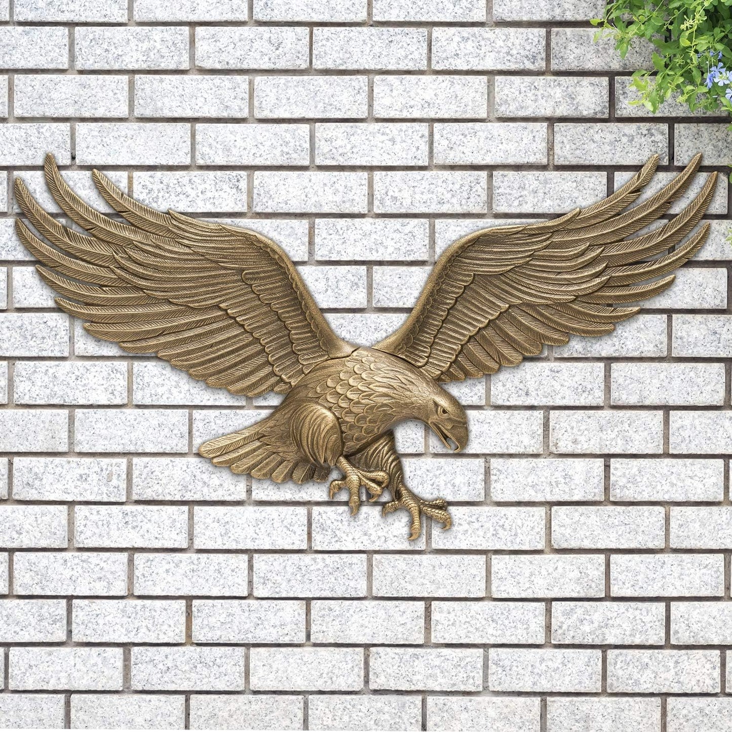 Águila de latón antiguo para pared 36x11pulg