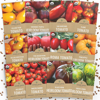 Pack 9 semillas tomate orgánicas Brandywine rosa cebra verde