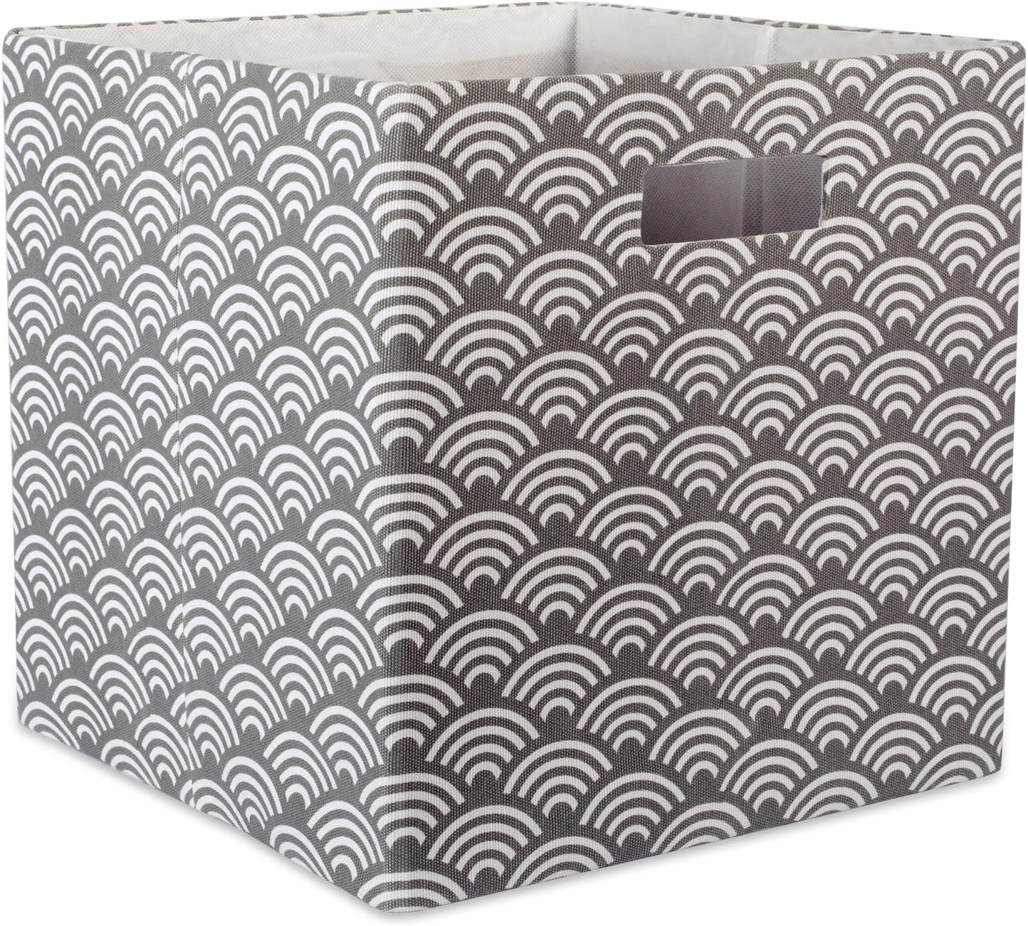 Papelera plegable lados duros olas gris grande
