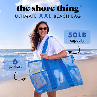 Bolsa playa malla marino XL extra grande resistente arena