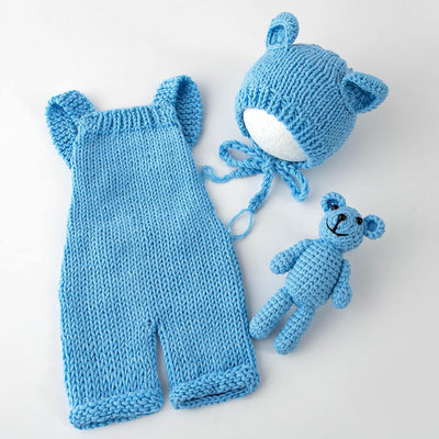Kit accesorios foto recién nacido gorro oso mameluco disfraz