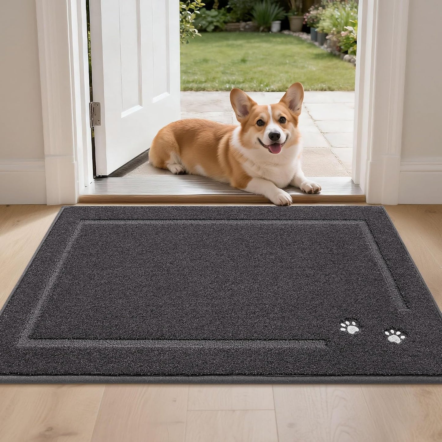 Tapete puerta perro 24x36pulg antiderrap absorbente lavable