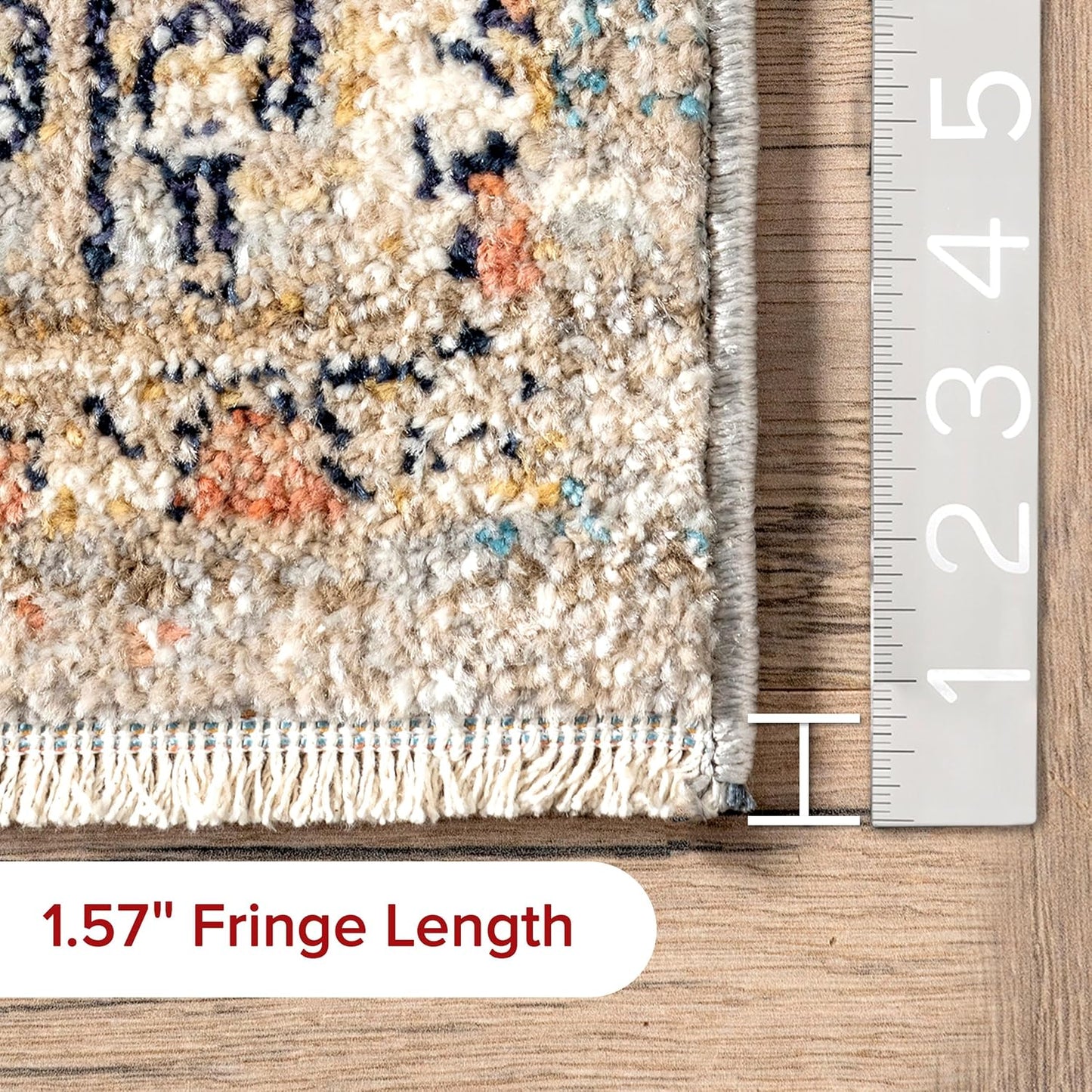 Alfombra rectangular beige flecos 4x6ft 0.3"