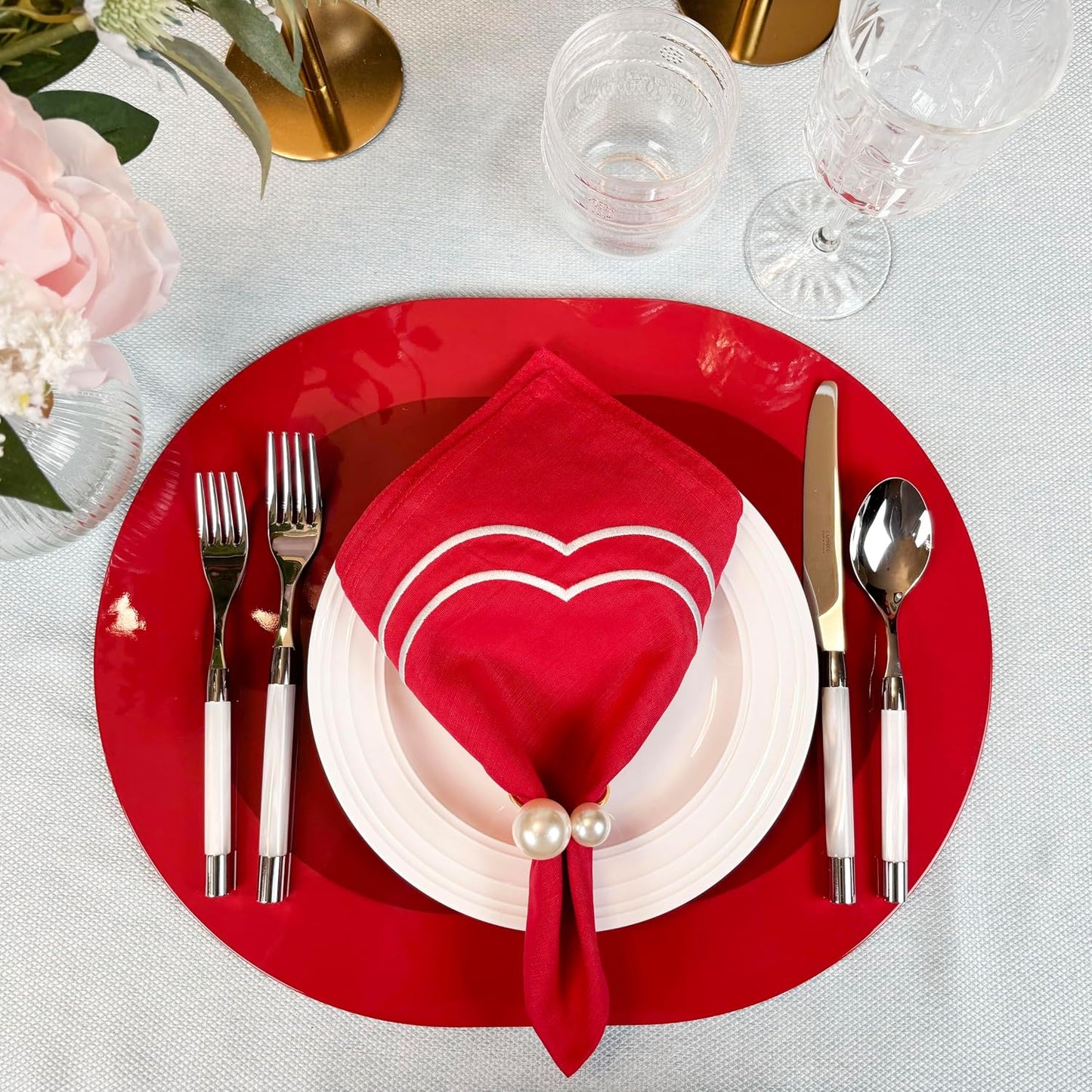Set 4 Servilletas Lino Algodón 20x20pulg Color Rojo