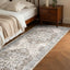 Alfombra bohemia lavable dormitorio sala 3x8ft marrón azul