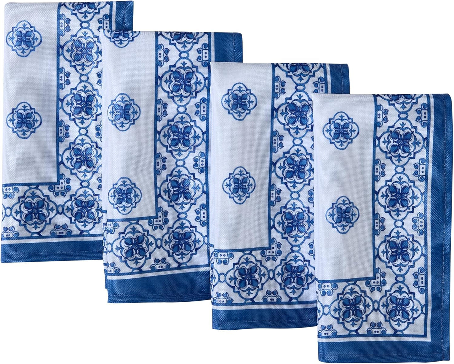 Set 4 servilletas tela estampado azulejos resistentes agua