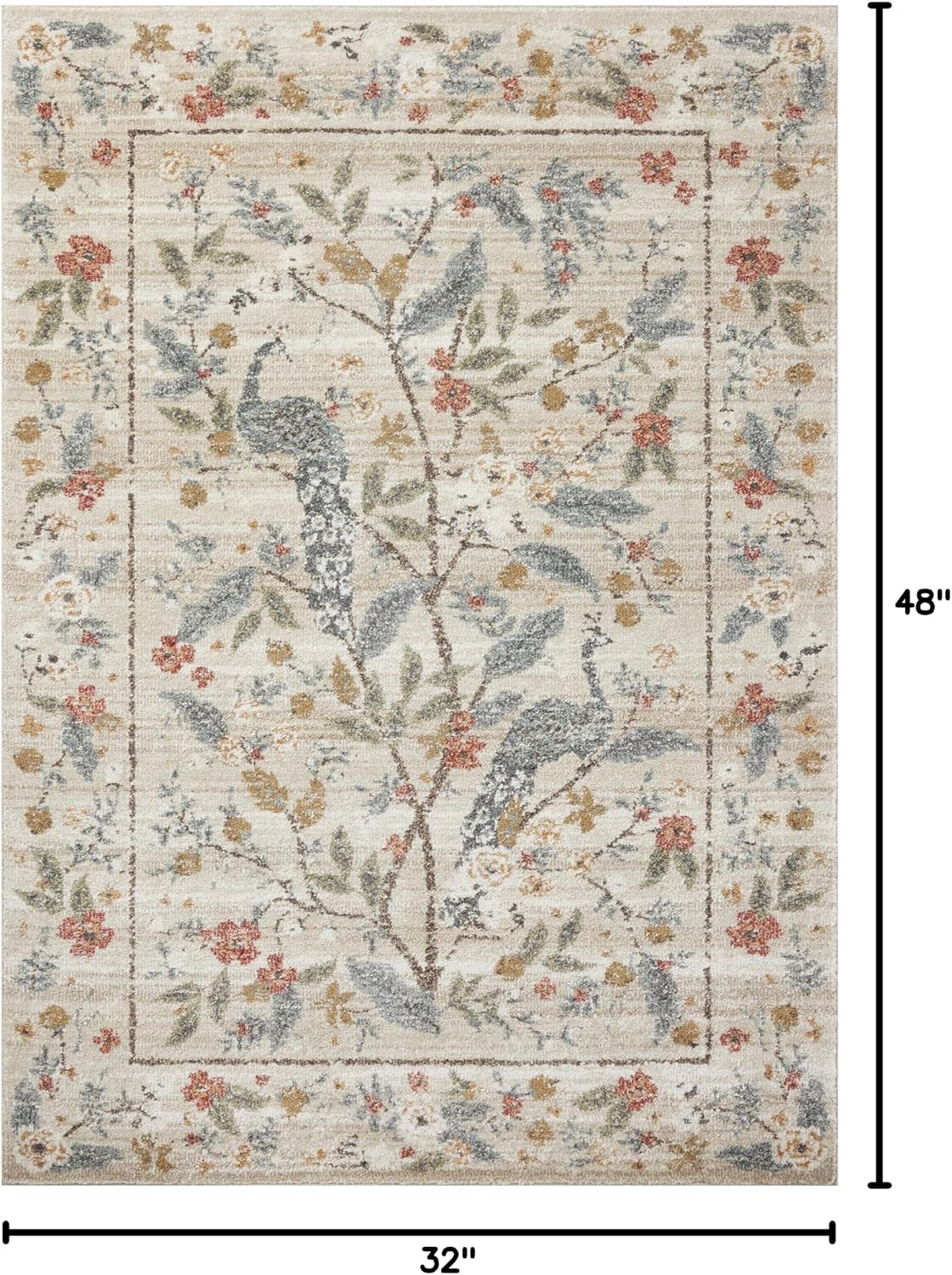 Alfombra decorativa marfil 2'8"x4' LAU-05
