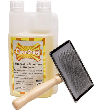 Kit limpieza piel oveja cepillo champú