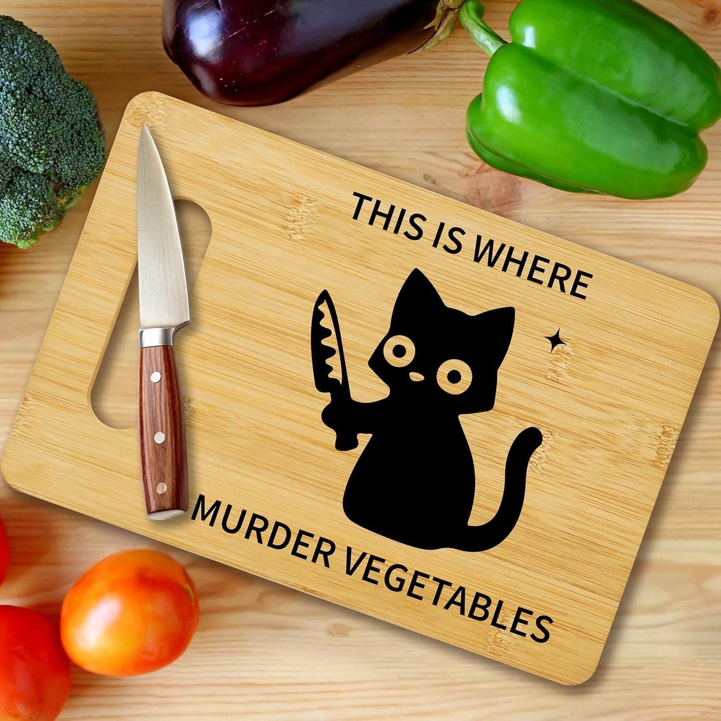 Tabla cortar gato negro para cocina y regalo amantes gatos