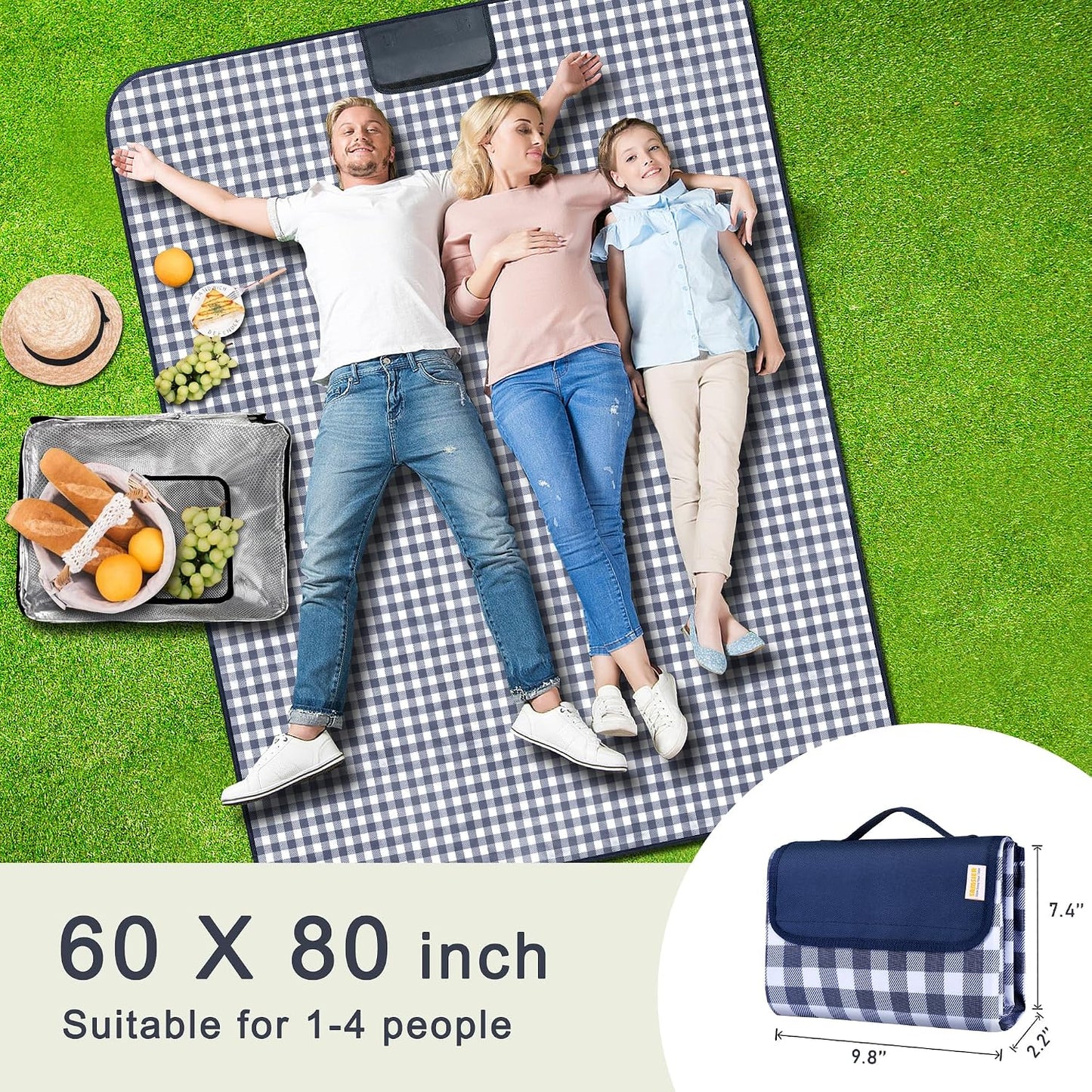 Manta pícnic impermeable plegable 60x para playa camping