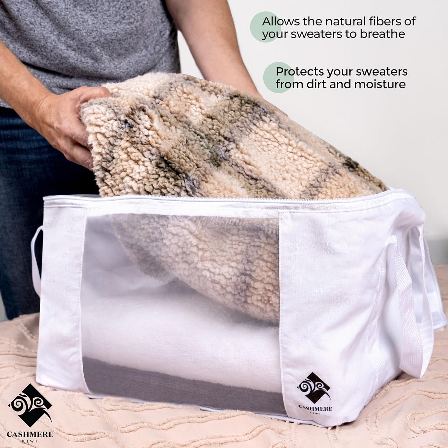 Bolsa almacenamiento suéter cachemira transpirable lavable