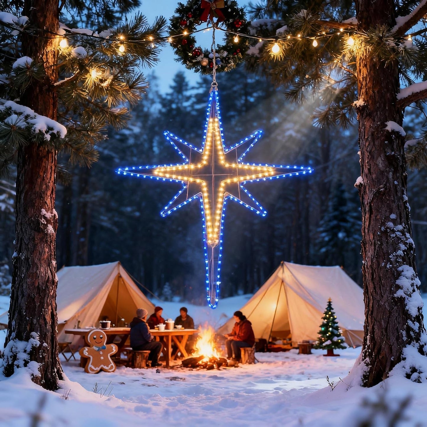 Estrella LED Navidad 43pulg luces colgantes puerta ventana