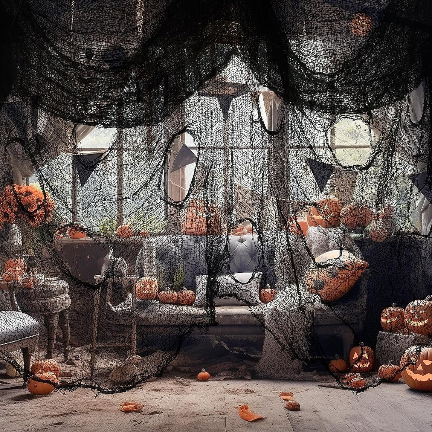 5 Telas Araña Halloween Negra Decoración Exterior Puerta Jardín