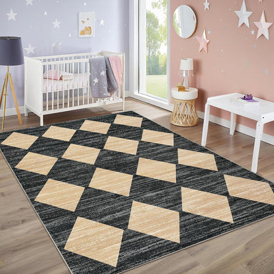 Alfombra lavable 5x7ft cuadros antideslizante sala dormitorio
