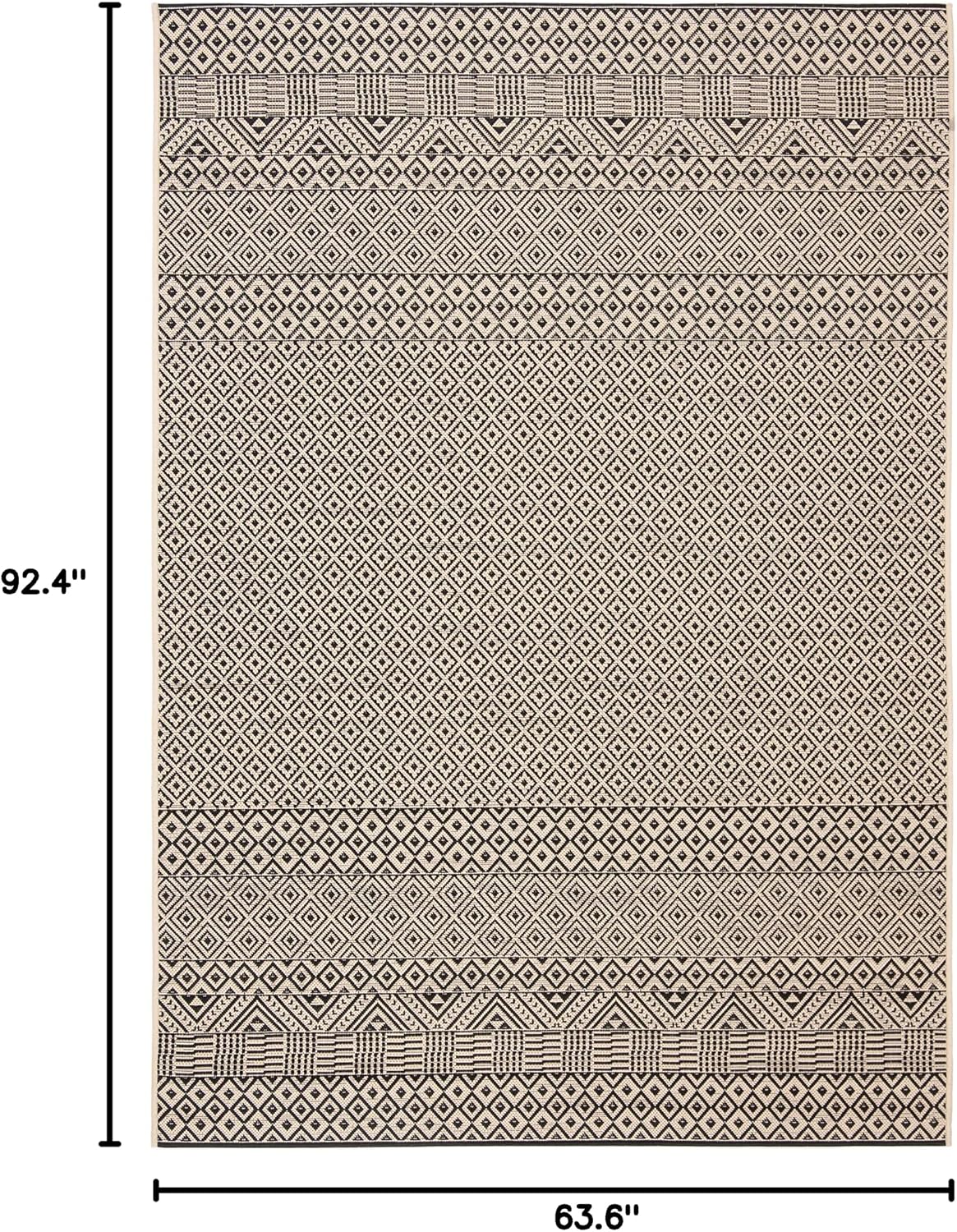 Alfombra exterior lavable Courtyard 5'3x7'7 beige y negro